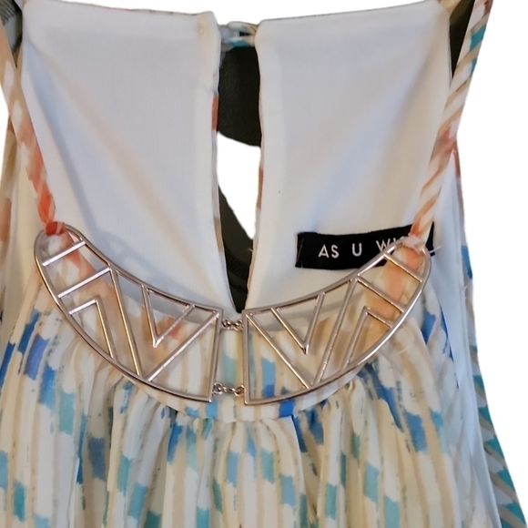 As U Wish size small elastic waistband dress spaghetti strap multicolored - Picture 3 of 7